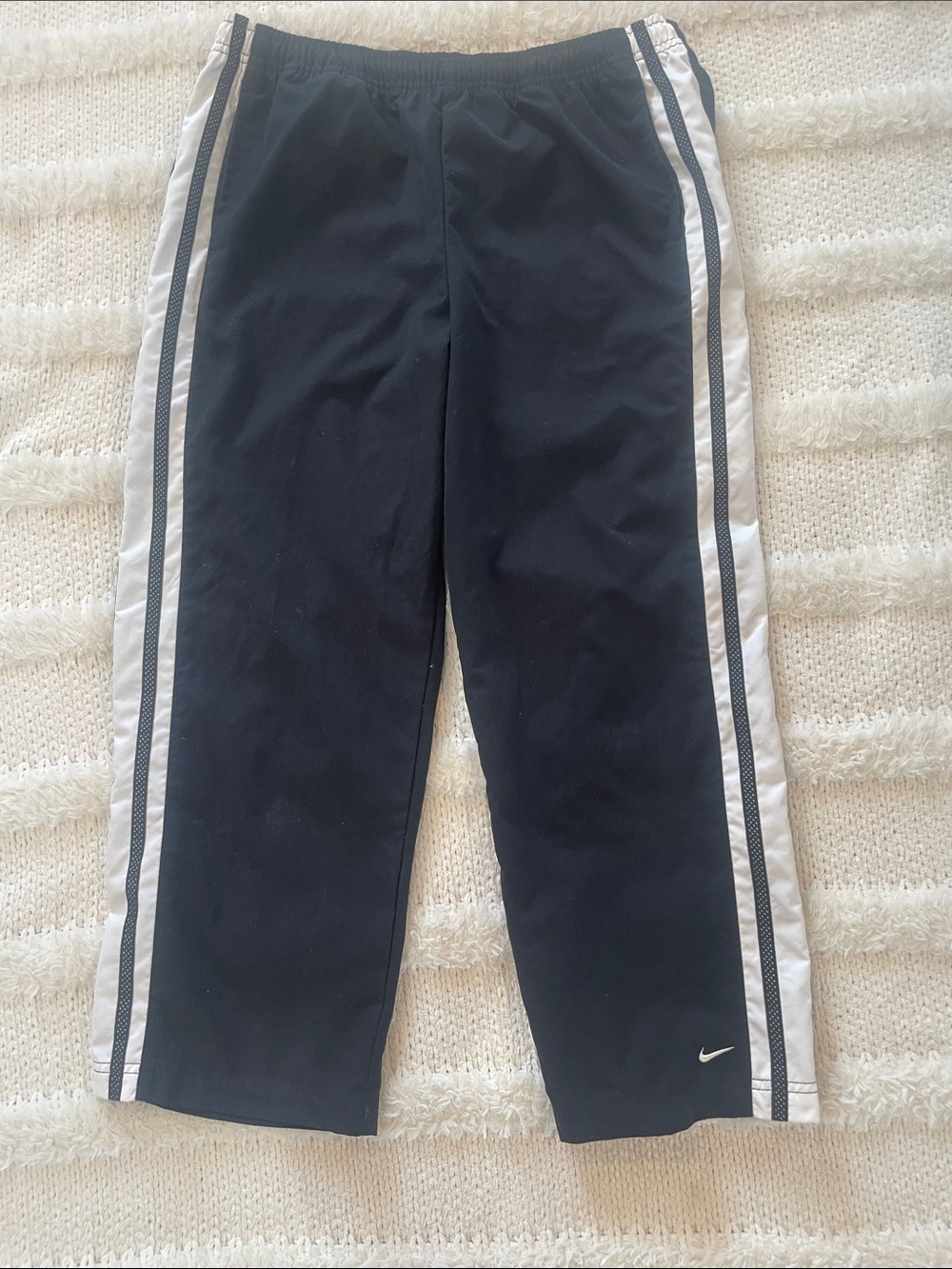 Vintage Nike Black Track Pants with White Side Stripes women’s size 8 10 M